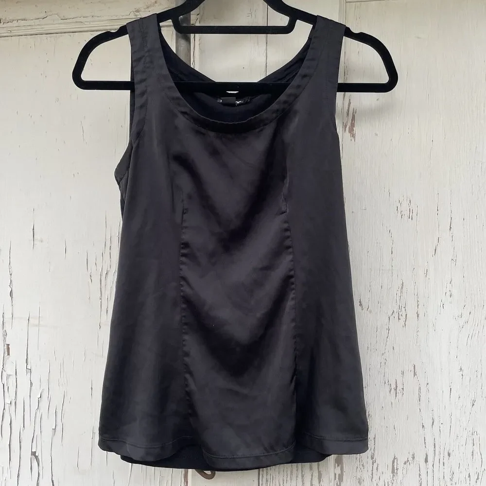 DKNY Sleeveless Tank Top Women's Size XS Silky Black Bodycon Y2K Business - Picture 1 of 14